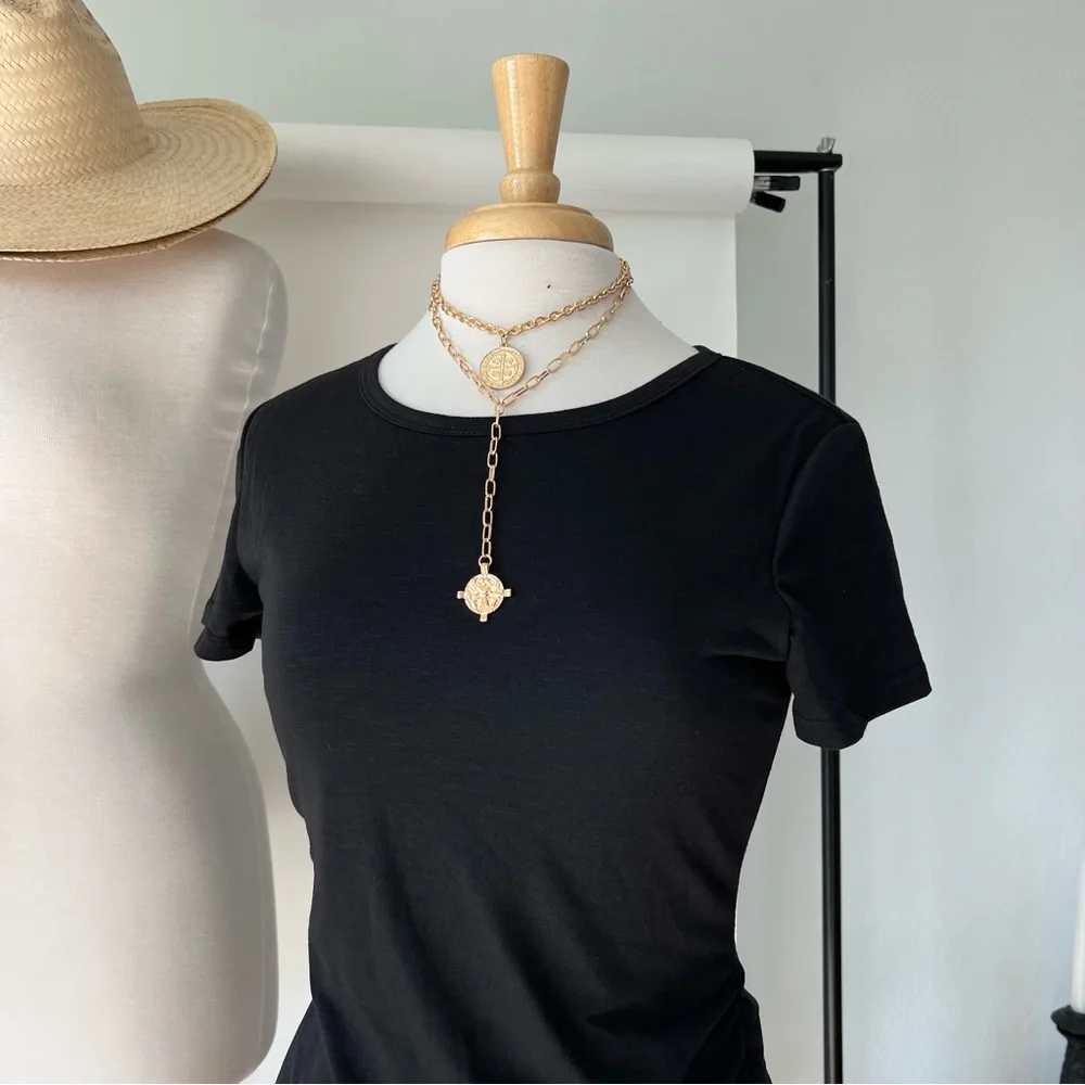 SOLD ❌ SHORT SLEEVE BLACK BASIC DRESS - Picture 2 of 7